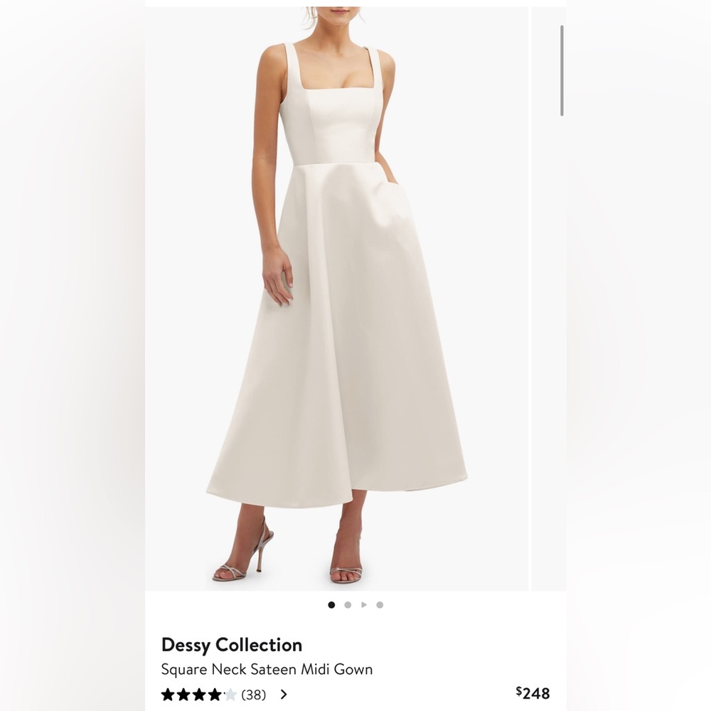 Dressy Collection Square Neck Sateen Midi Gown